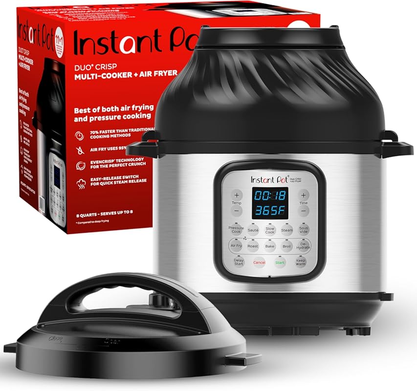 Instant Pot Duo Crisp 11-in-1 Electric Pressure Cooker and Air Fryer Combo, 6 Quart