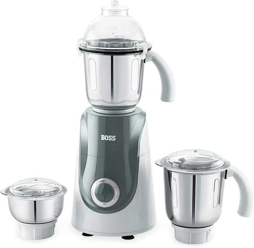 Boss Crown Wet and Dry Mixer Grinder, 750W, 3 Stainless Steel Jars, pe