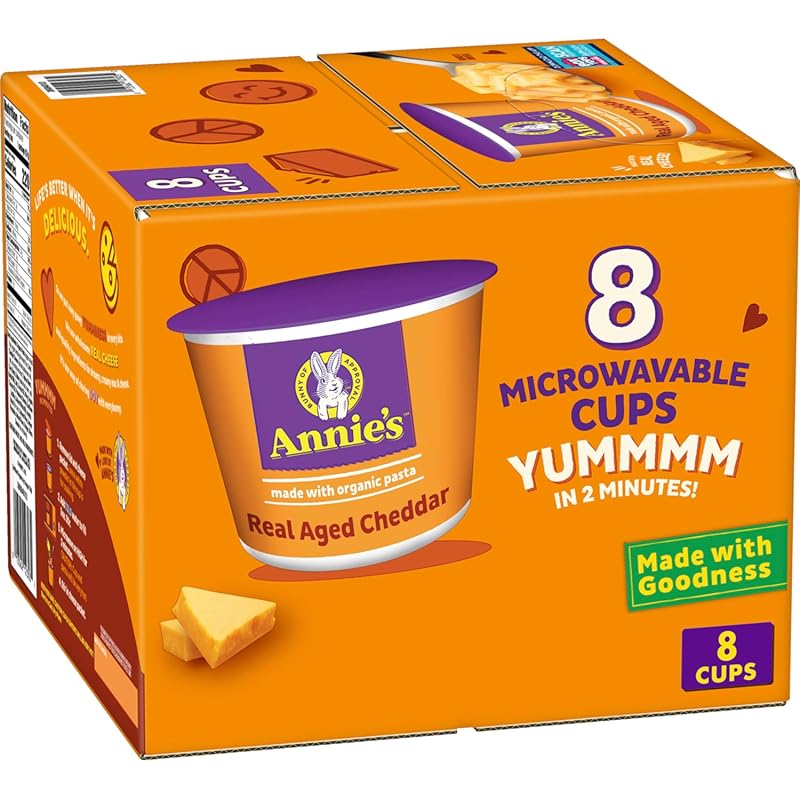 Annie's Aged Cheddar Microwave Mac & Cheese with Organic Pasta, 8 Count Cups
