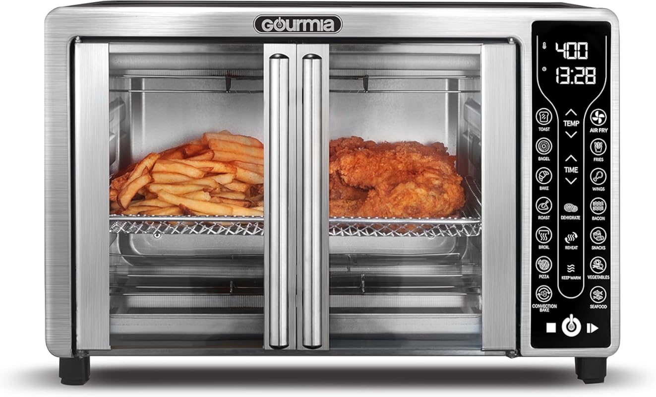 Gourmia 25 Qt French Door Air Fryer Oven: 17 Presets for Delicious Fre
