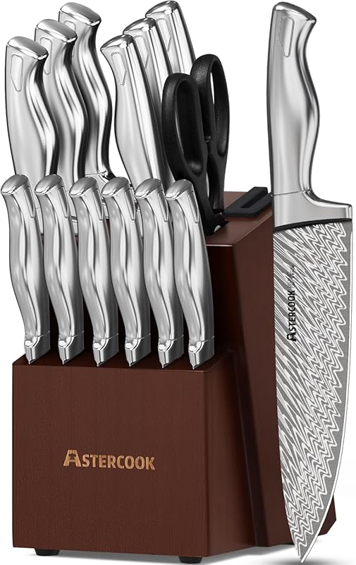 Astercook 15-Piece Dishwasher Safe Knife Set