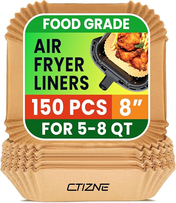 Premium 8-inch Square Air Fryer Parchment Paper Liners
