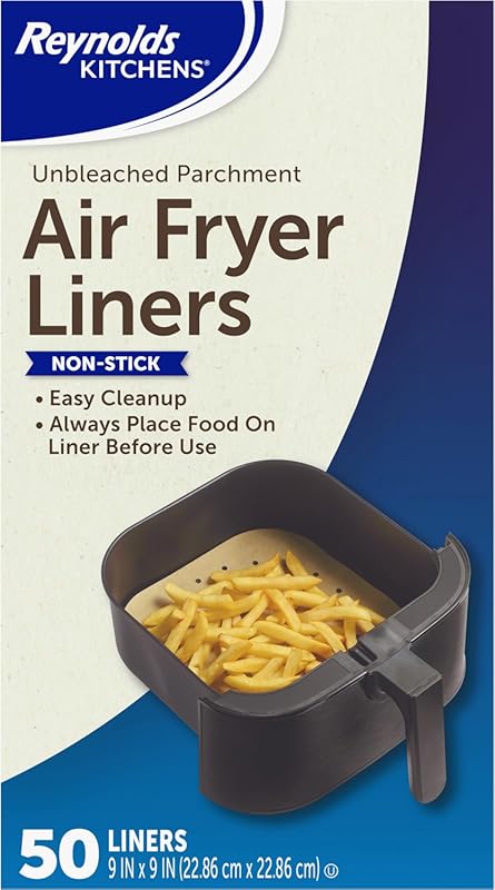 Reynolds Kitchens Disposable Air Fryer Liners - Unbleached Parchment Paper for Airfryer Baskets