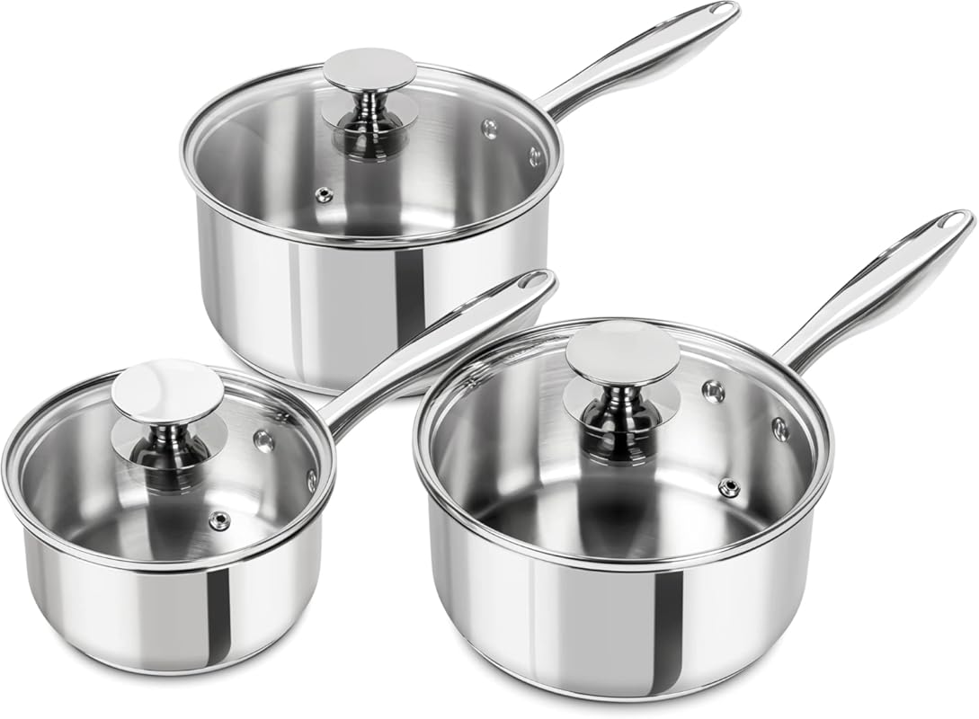 MICHELANGELO Stainless Steel Nonstick Saucepan Set