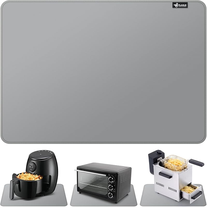 Fireproof Silicone Heat Resistant Mat for Air Fryer - 12x18 Inch Countertop Protector, Non-Slip.
