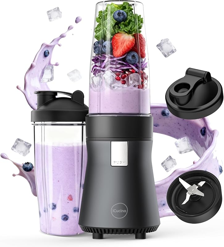 iCucina 700W Personal Smoothie Blender with Pulse Technology, Ice Crus