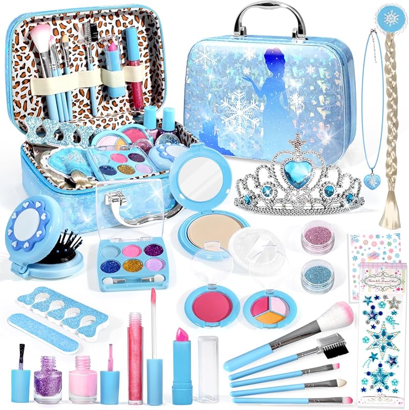 INNOCHEER Frozen Washable Makeup Kit for Girls - Princess Play Set for Ages 3-12