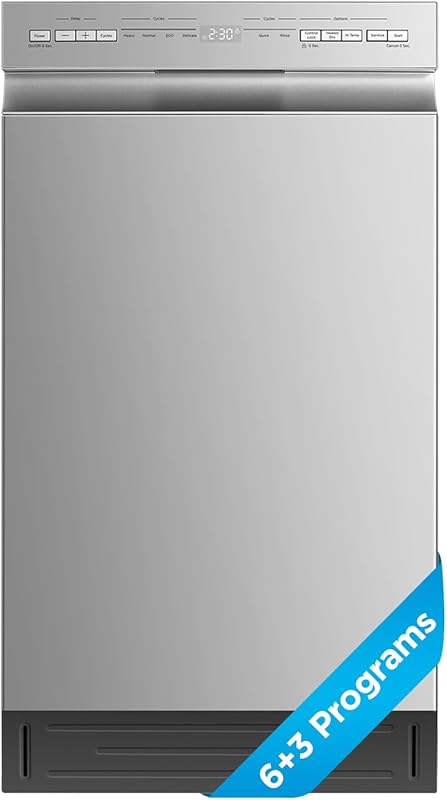 Midea Built-in Dishwasher with 8 Place Settings, 6 Programs, Stainless
