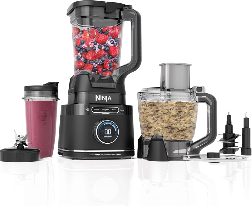 Ninja TB401 All-in-One 1800W Blender and Food Processor. Features Blen
