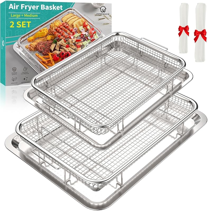 Two-Piece Non-Stick Air Fryer Basket and Tray Set