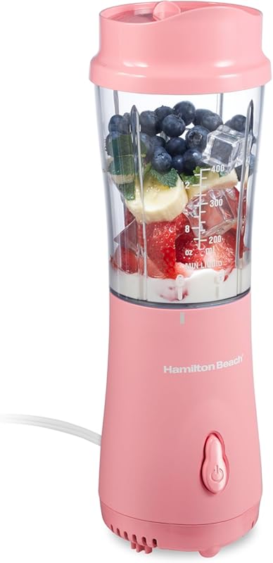 Hamilton Beach Portable Blender: 14 oz Travel Cup, Stainless Steel Bla