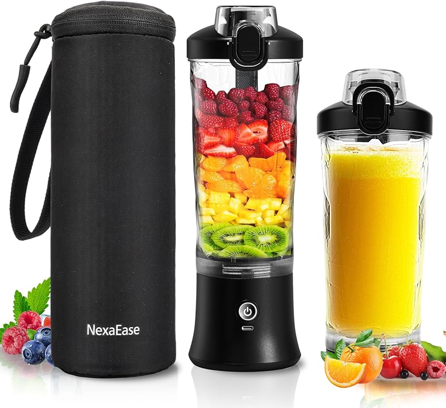 Portable Mini Blender: 20 Oz Electric, USB-C Rechargeable - Insulated