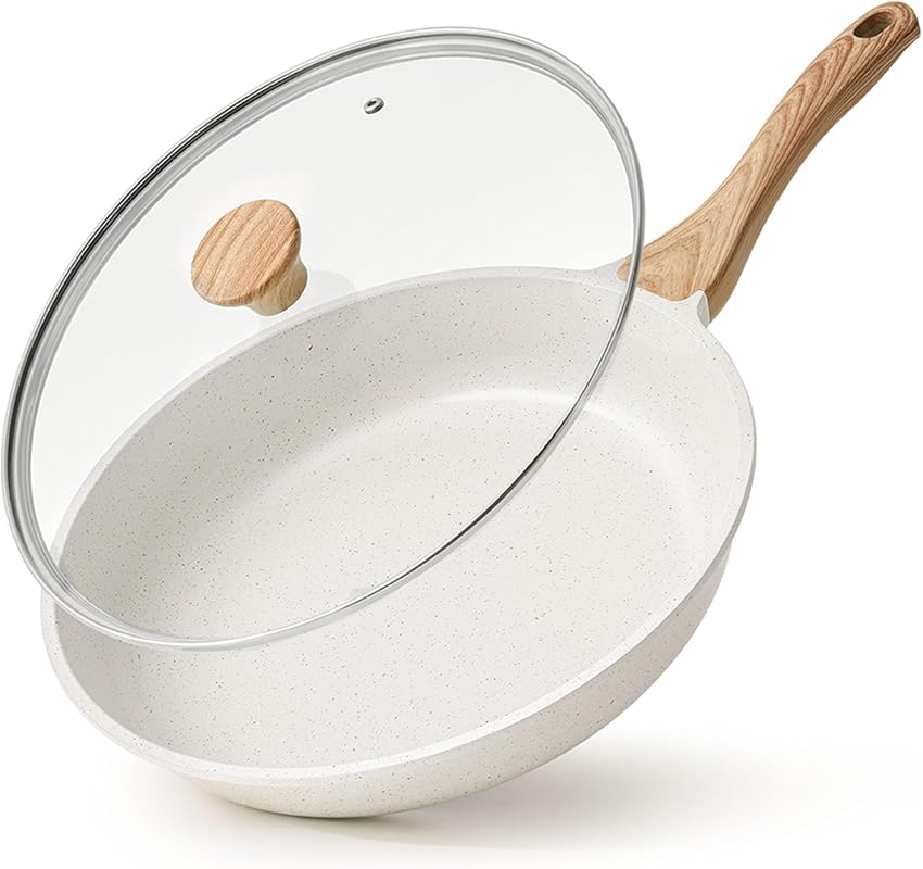 SENSARTE Nonstick Ceramic Frying Pan with Lid: Non-toxic, Induction Co