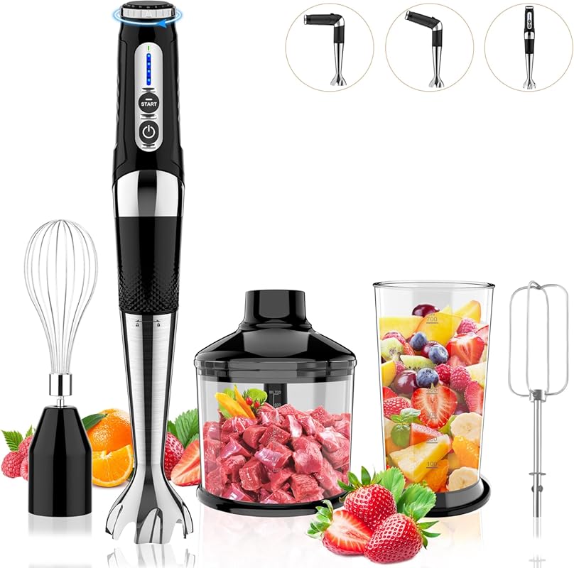 Cordless Immersion Blender: 4-in-1 Rechargeable Hand Blender with 21-S