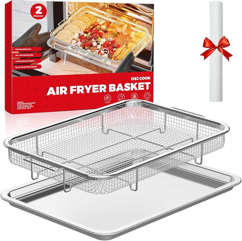 Stainless Steel Air Fryer Basket and Pan Rack for Oven