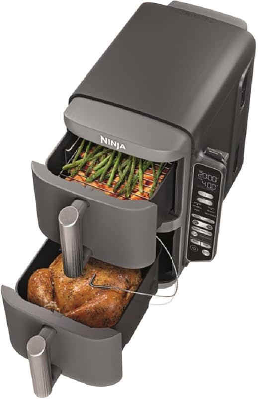 Ninja DoubleStack 10 QT 2-Basket Air Fryer. Air Fry, Broil, Bake four