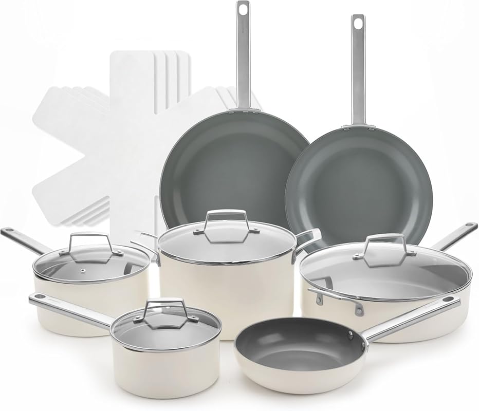 Nonstick Ceramic Pots and Pans Set for Induction Cooktops, PFOA & PTFE