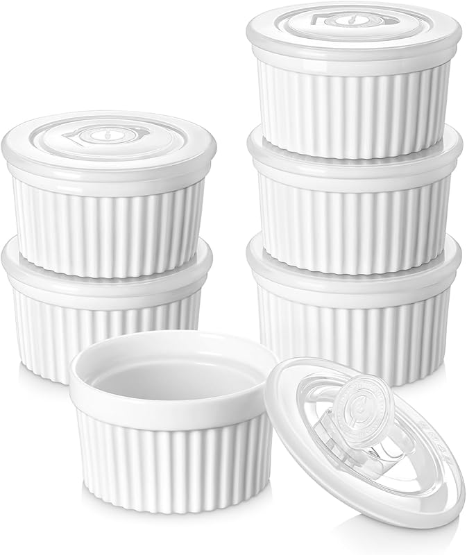 Porcelain 6 Ounce Ramekins with Lids