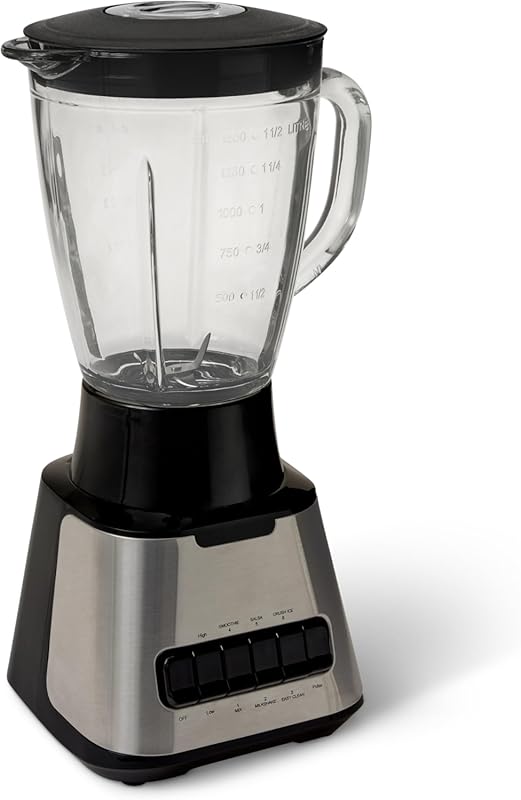 Amazon Basics 6-Cup Countertop Blender, Glass Jar, 6 Functions includi