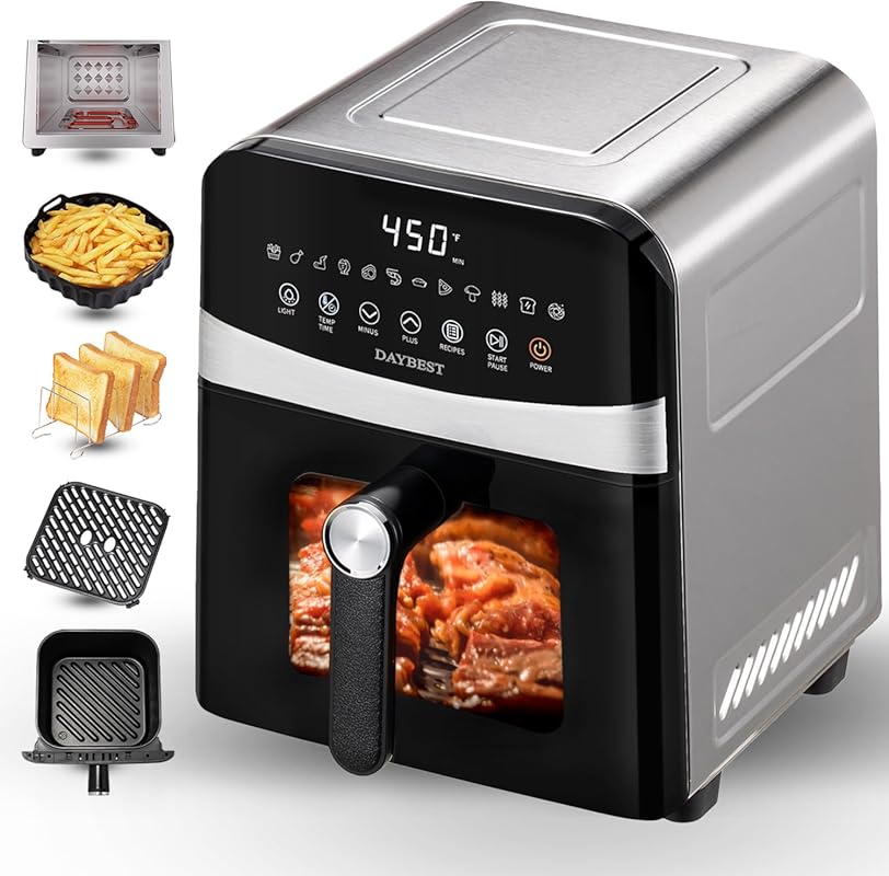 6QT Stainless Steel Ceramic Air Fryer