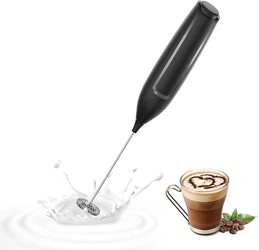 Handheld Battery Operated Electric Foam Maker: Stainless Steel Whisk f
