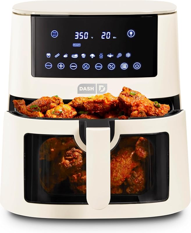 DASH 7qt Clear View Digital Air Fryer Cream