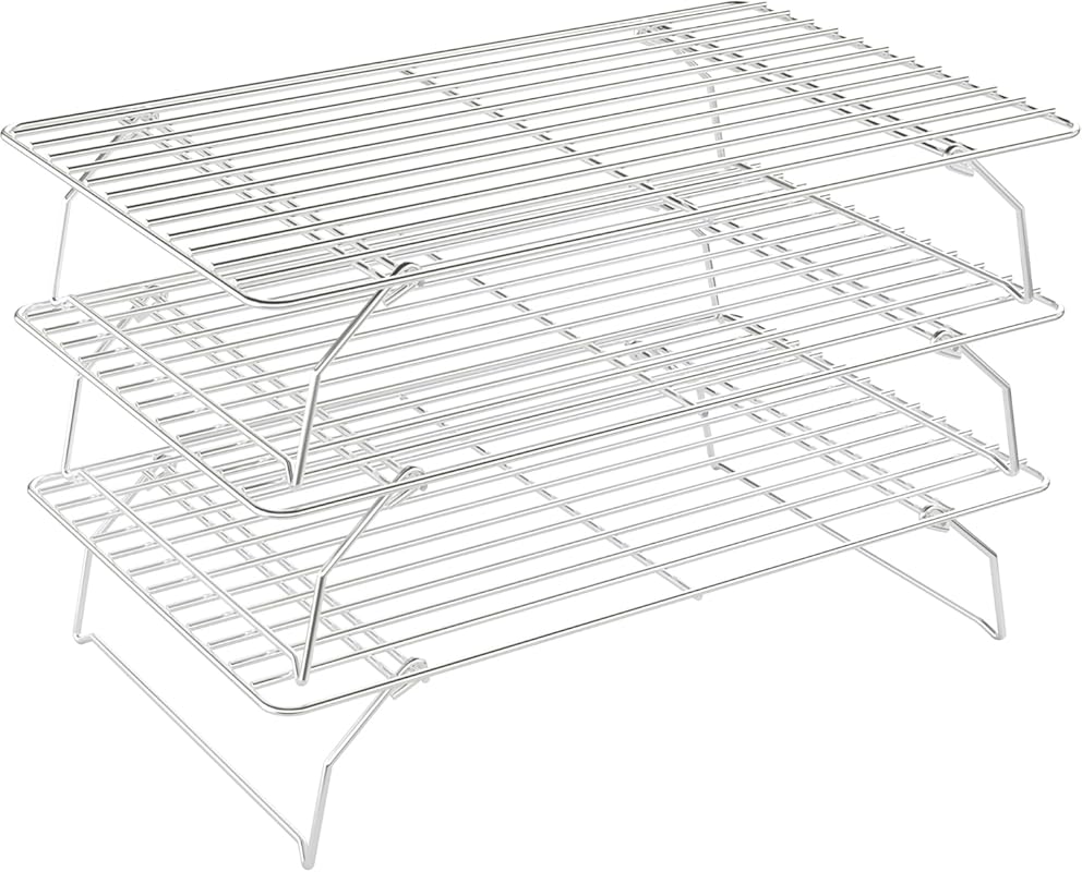 A Heavy-Duty 3-Tier Stackable Cooling Rack, Oven and Dishwasher Safe for Cooking and Baking