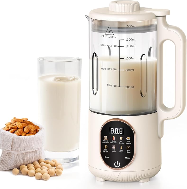 50oz Nut Milk Maker, 10 in 1 Automatic Nut Milk Maker with 20 Blades,A