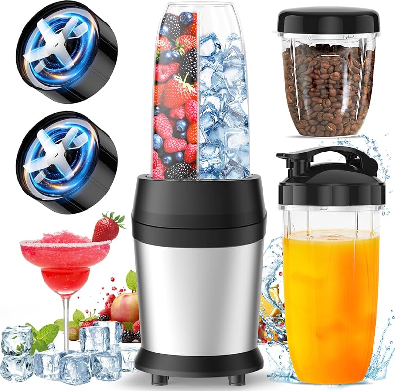High-Speed Personal Smoothie Blender with 25,000 RPM Motor and Portabl