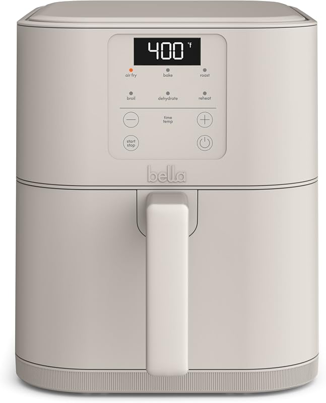 Bella 6 Qt Air Fryer with Ceramic Nonstick Coating, Adjustable Tempera