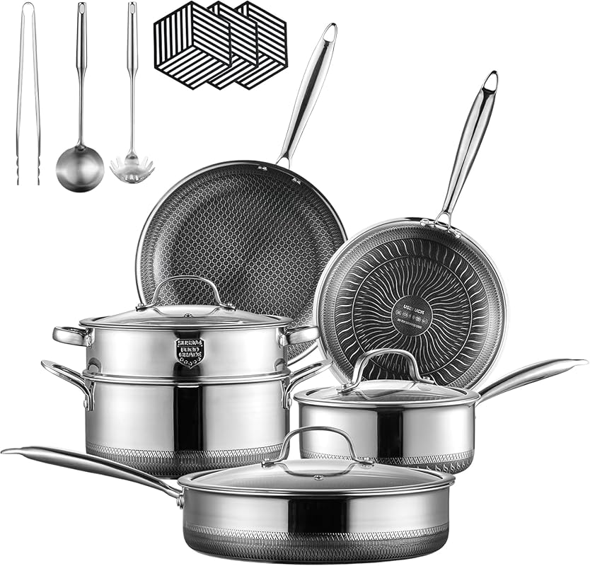 15-Piece Non-stick Cookware Set with Frying Pans, Saucepan, Saute Pan,