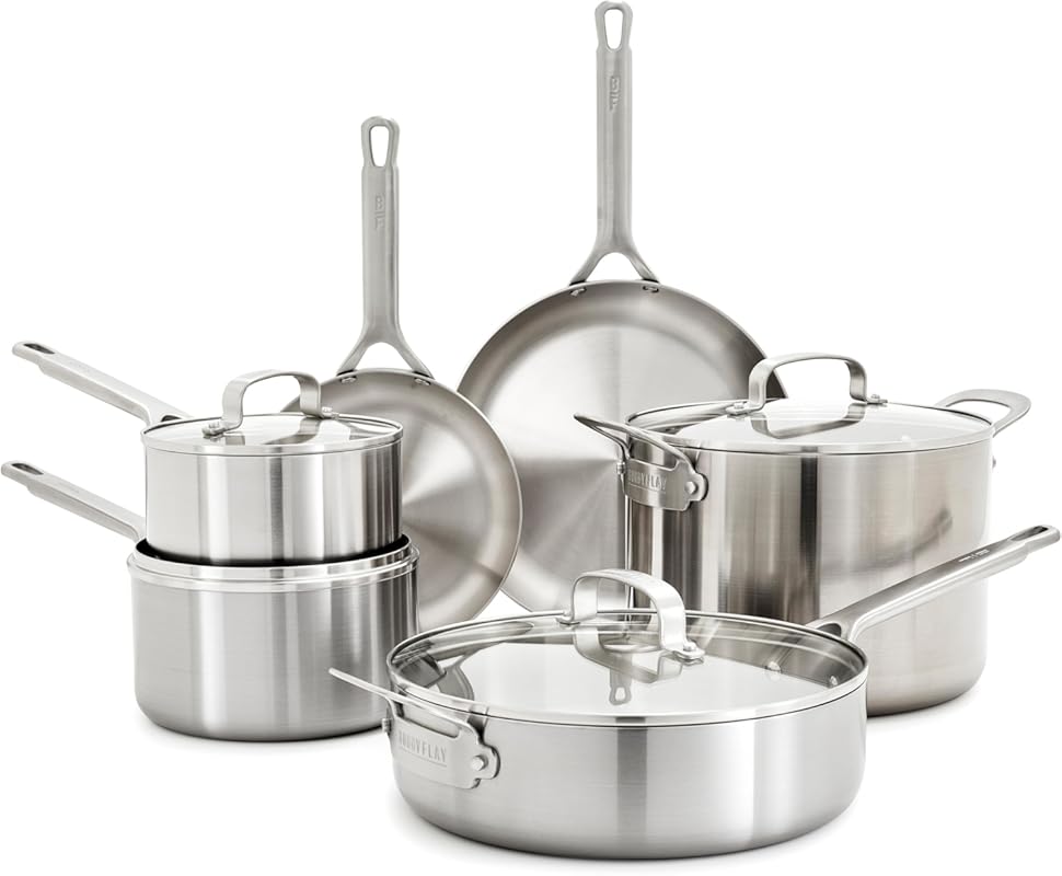 GreenPan Bobby Flay 10-Piece Tri-Ply Multiclad Stainless Steel Cookwar