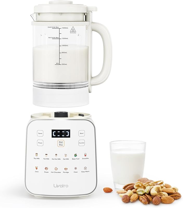 50oz Automatic Nut Milk Maker: Detachable Design, 24H Delay Start, Kee