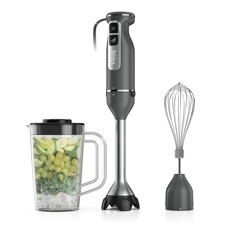 Ninja Immersion Stick Blender with Whisk, 4 Speeds, SplatterShield, an
