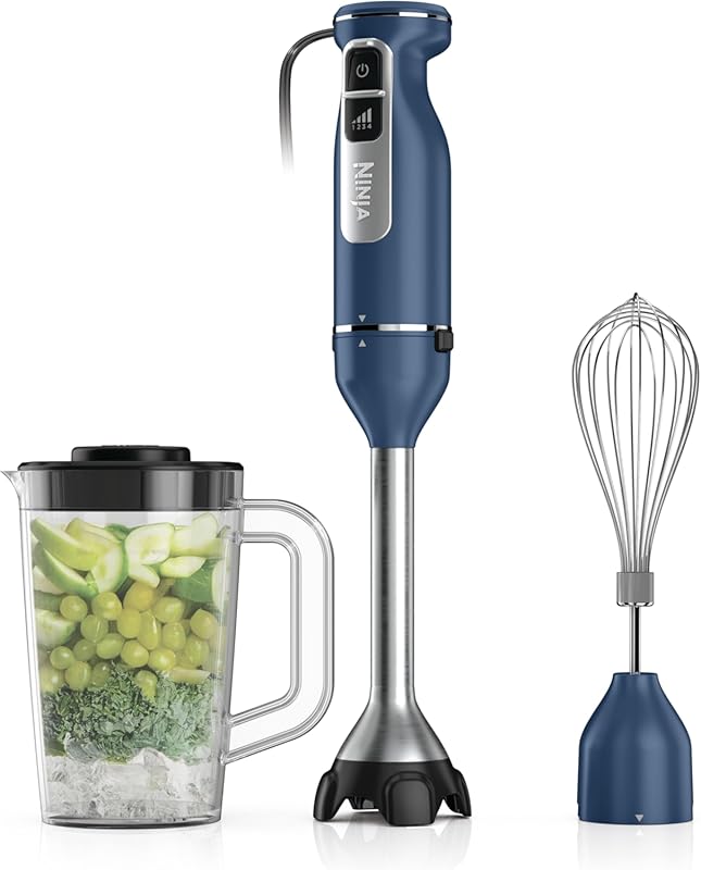Ninja Handheld Immersion Blender with Whisk, 4 Speeds, and Splatter Pr