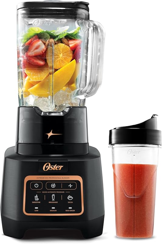 Oster Extreme Mix Blender: 1600W with 64oz Glass Jar, Titanium Blade &