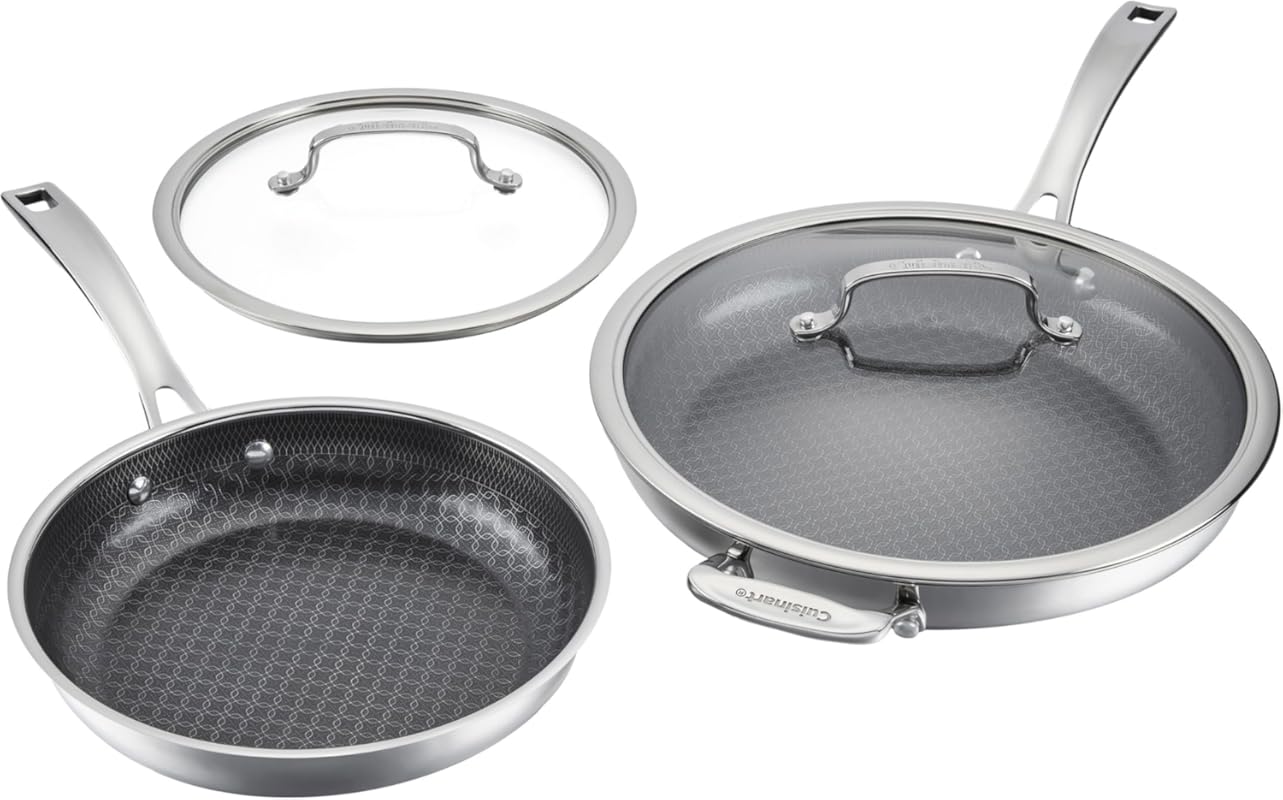 CUISINART 4-Piece Nonstick Stainless Steel Skillet Cookware with PFAS-