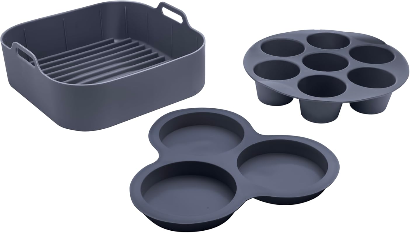 Gourmia 3-Piece Silicone Air Fryer Accessories: Nonstick, BPA-Free, He