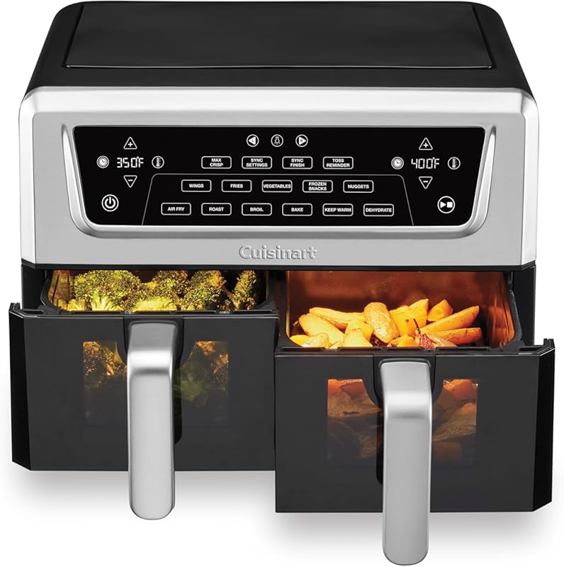 Cuisinart Dual Basket Air Fryer: 11 Quart Capacity with Sync Finish an