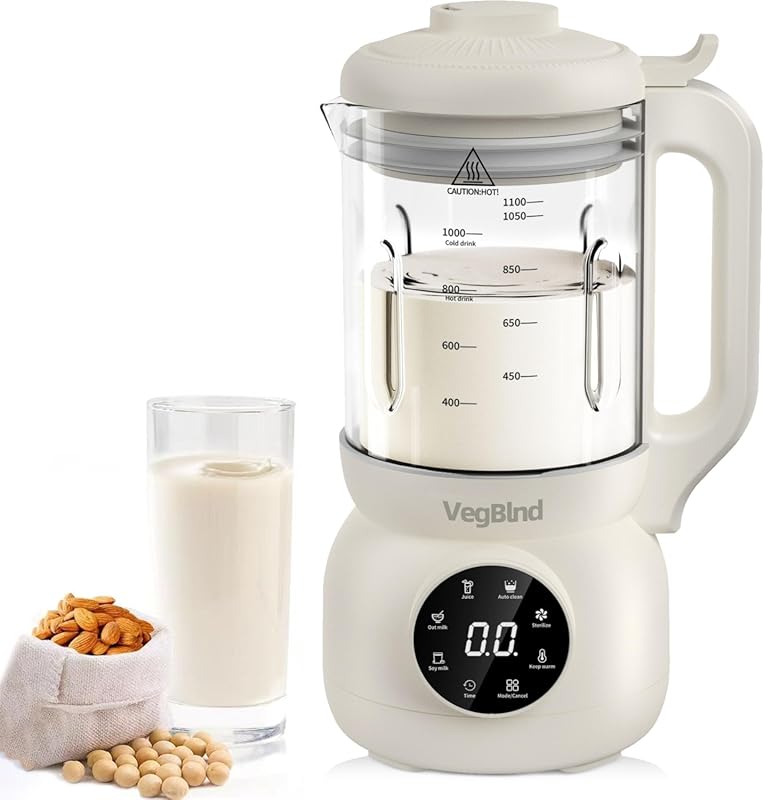 40oz Automatic Nut Milk Maker with 12-Blade Grinder. LED Touch Screen